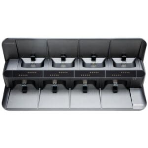 Charging dock with multiple slots.