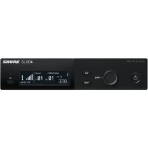 Shure SLXD4 wireless receiver front view.
