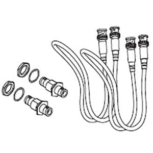 Hoses and fittings illustration, black and white.