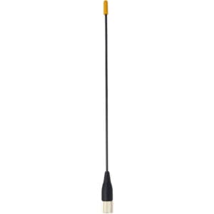 Black antenna with yellow tip and base.