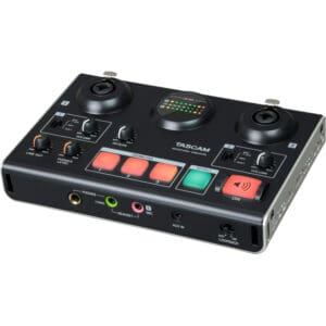 Audio interface with various control buttons.