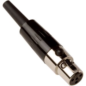 Black and silver microphone XLR connector.