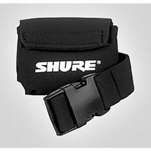 Black Shure pouch with adjustable strap.