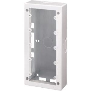 White rectangular electrical wall mounting box.