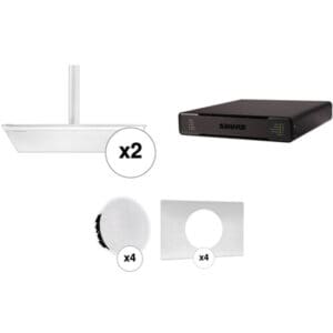 Shure audio equipment set with components.