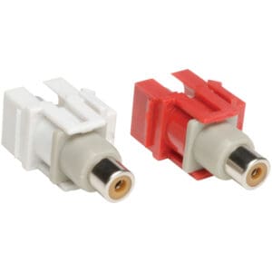 2 Piece Audio Keystone Snap-In Module Wallplate Kit Red, White