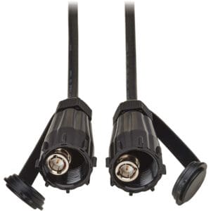 Rigid Industrial RF Coaxial Cable (M/M) - IP68, BNC Connectors, 10 ft- Black