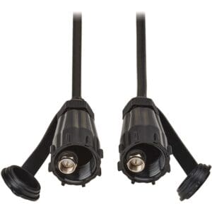 Rigid Industrial RF Coaxial Cable (M/M) - IP68, F-Type Connectors, 10 ft-Black