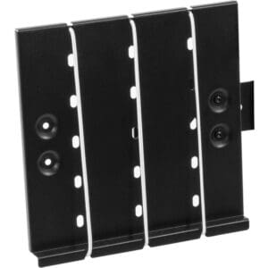 Black metal bracket with mounting holes.