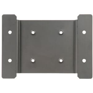 Metal bracket with multiple screw holes.