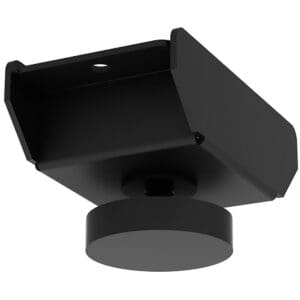 Black industrial ceiling mount bracket fixture.