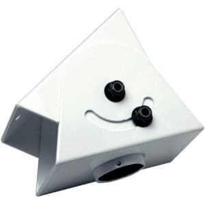 White triangular object with a smiley face.