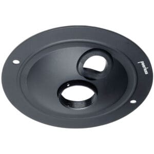 Black ceiling speaker mounting bracket, Peerless brand.