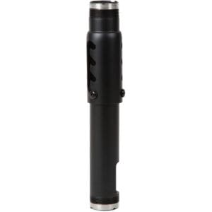Black cylindrical metal tool with threaded ends.