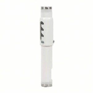 White cylindrical metal pipe with threaded ends.