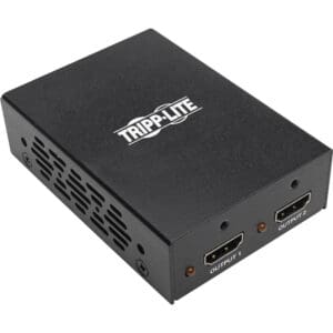 HDMI splitter with Tripp Lite branding.