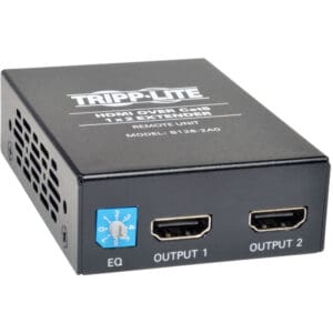 HDMI extender with dual output ports.