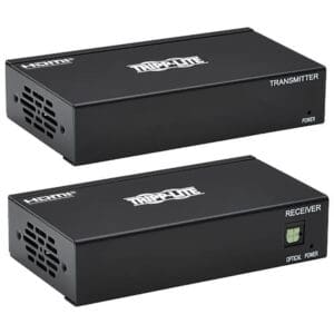 HDMI transmitter and receiver set in black.