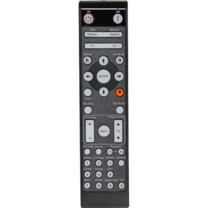 Projector remote control with various buttons.