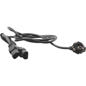 Black power extension cable with connectors.