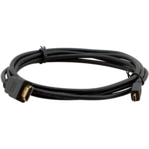 Black HDMI cable with gold connectors.