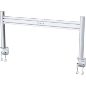Adjustable desk clamp privacy panel support.