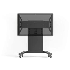 Mobile TV stand with mounting bracket.