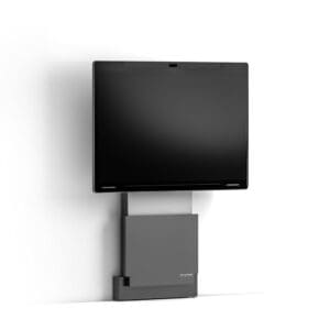 Wall-mounted flat screen with sleek design.