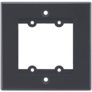Black square electrical outlet cover plate.