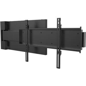 Wall-mounted black TV bracket system.