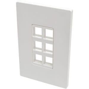Single-Gang 6-Port Wall Plate Keystone Cat5/6 USB HDMI Dport RCA