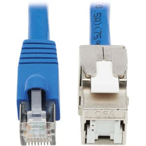 18In Cat6a Keystone Jack Cable Assembly - Shielded, PoE+, RJ45 M/F
