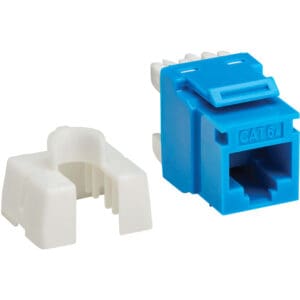 Cat6 Keystone Jacks, 10 Pack - 4PPoE Compliant, 110/Krone, 568A/B, RJ45 Ethernet, Blue, TAA