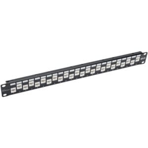 24-Port Cat6a Cat6 Cat5e Feed-Through Patch Panel Offset RJ45 1U