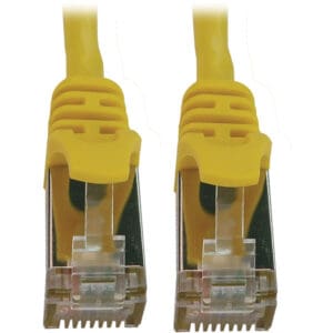 Cat6a 10G Snagless Shielded Slim STP Ethernet Cable PoE, Yellow, 15 ft