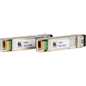 Two optical transceiver modules side by side.