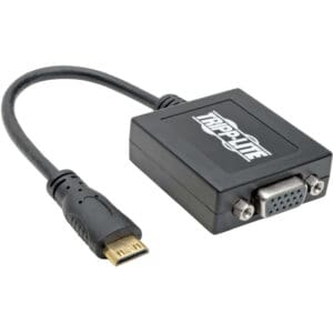 HDMI to VGA adapter cable, black.