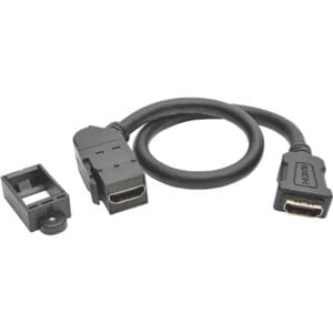 HDMI cable with mounting bracket components.