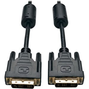 Two black DVI cables with connectors.