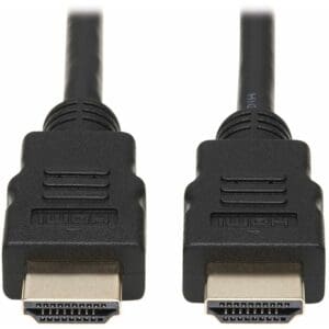 Two black HDMI cables close-up.