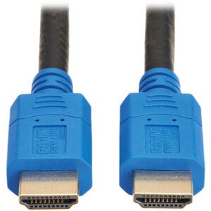 Two blue HDMI cables with connectors.