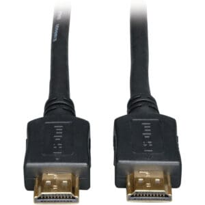 Two black HDMI cables with connectors.