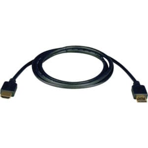 Black HDMI cable with two connectors.