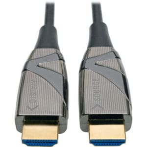 Two HDMI cables with gold connectors.