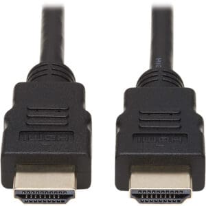 Two black HDMI cables with connectors.