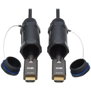 HDMI cables with protective caps and connectors.