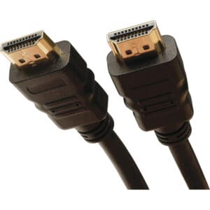 Two black HDMI cables with connectors.