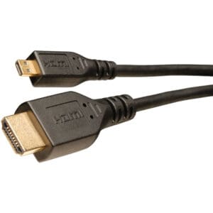 Black HDMI and mini HDMI cable.