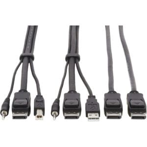 Dual DisplayPort KVM Cable Kit - DP, USB, 3.5 mm Audio (3xM/3xM) + DP (M
