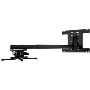 Wall-mounted adjustable projector bracket arm.
